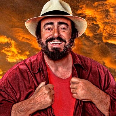 Luciano Pavarotti with a Montecristi Panama Hat by Domingo Carranza